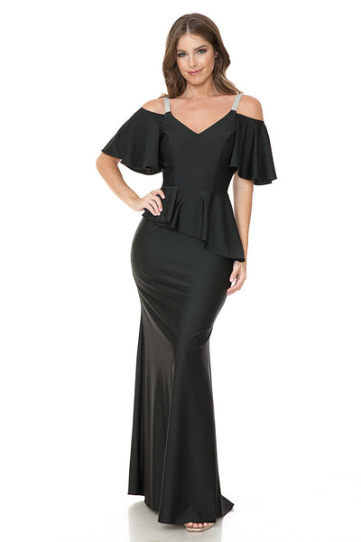 Vestido de dama de honor con escote en V y mangas con volantes de Lenovia 5282