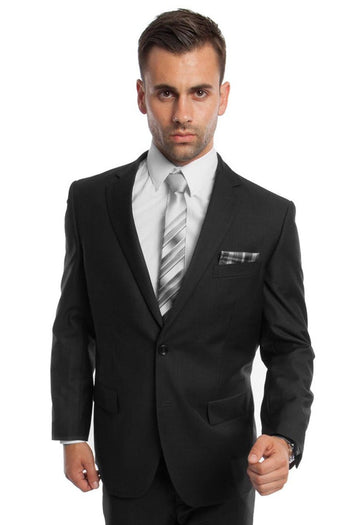 Traje de negocios básico de dos botones y corte moderno para hombre en negro