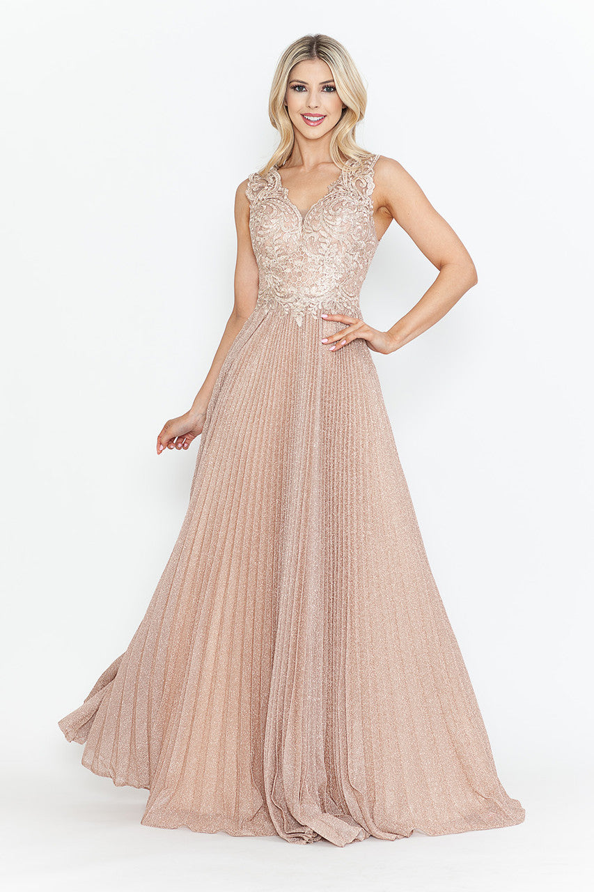 Vestido de madre del novio con escote en V y mangas 3/4 de Lenovia 8341 (Nueva colección)
