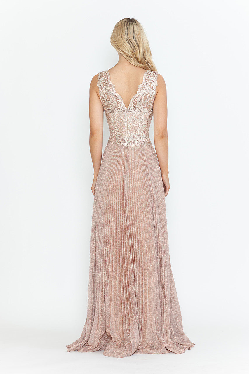 Vestido de madre del novio con escote en V y mangas 3/4 de Lenovia 8341 (Nueva colección)