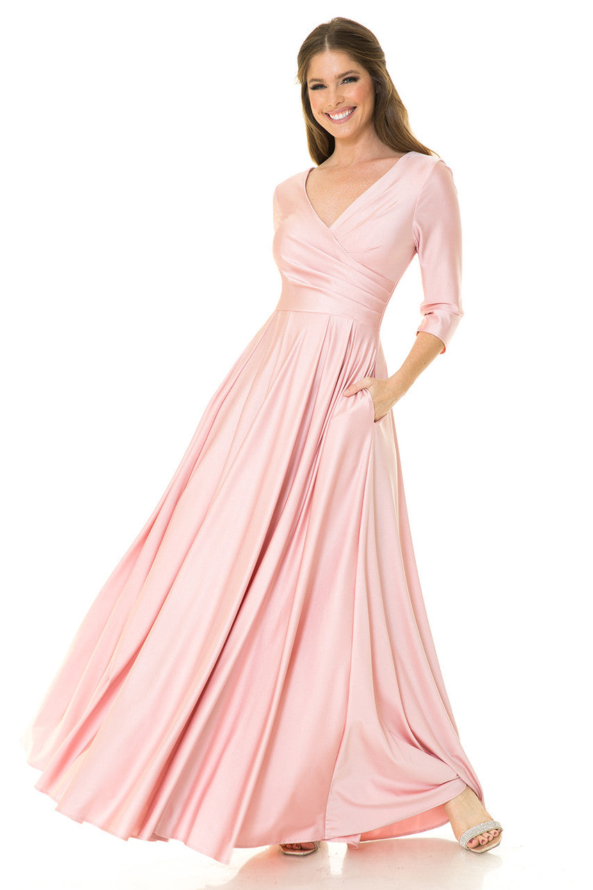 Bridesmaid Dress 3/4 Sleeve Gown By Lenovia 5243