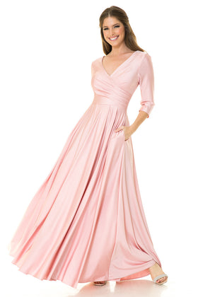 Clearance Blush Size S 3/4 Sleeve Mother Of The Bride Dress Flair A-Line Gown By Lenovia 5243