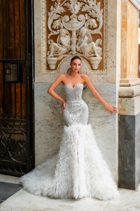 Chic and Holland BR550030 Off-the-Shoulder Sweetheart Mermaid Gown with Open Back
