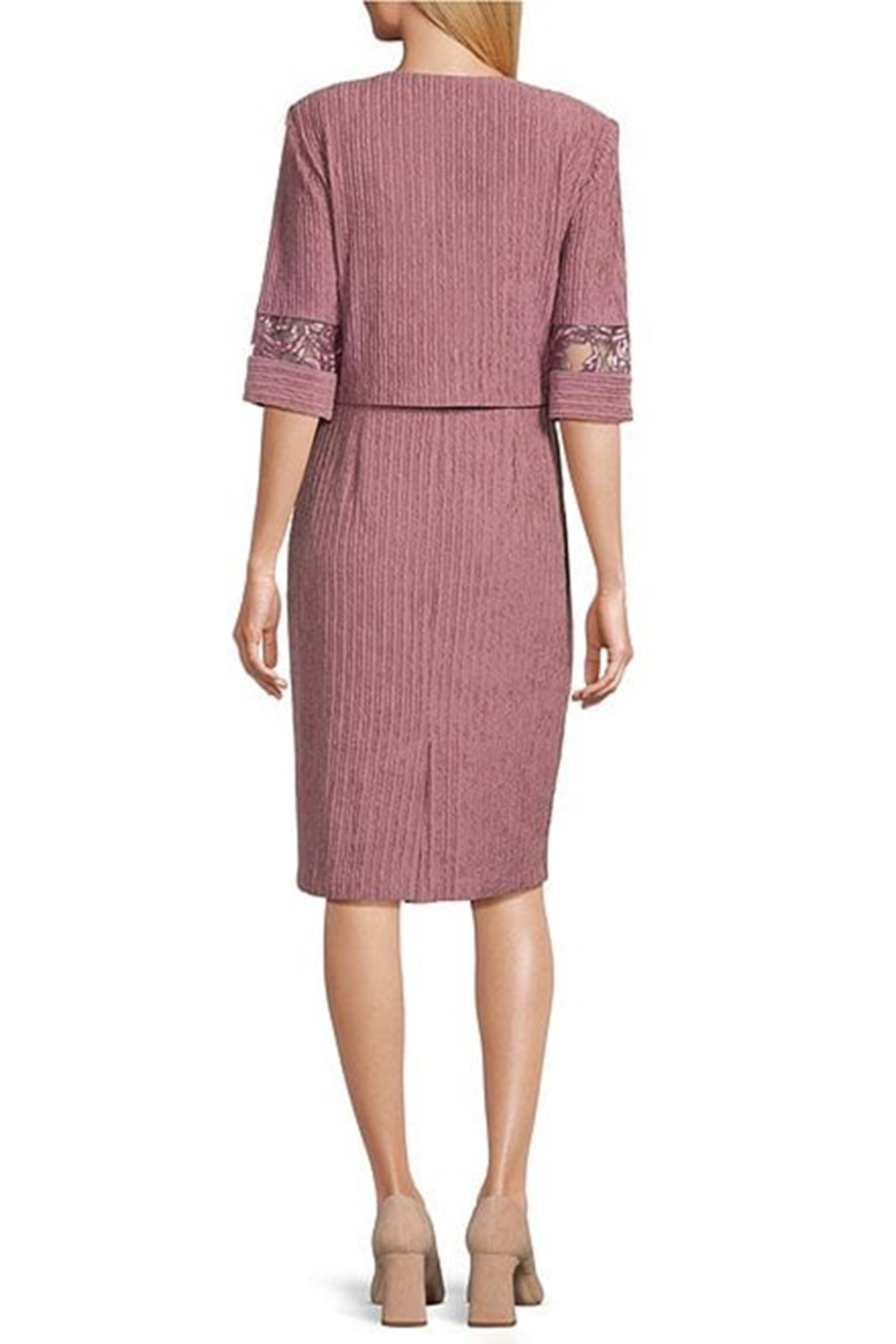 Brianna Milay 4118 Square Neck Embroidered Sequin Sheath Dress with Cropped Jacket
