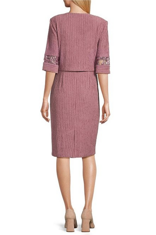 Brianna Milay 4118 Square Neck Embroidered Sequin Sheath Dress with Cropped Jacket
