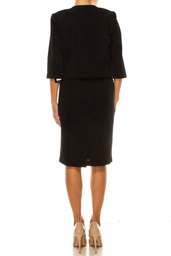 Brianna Milay 4130 Pearl Accent Colorblock Sheath Dress with Cropped Jacket
