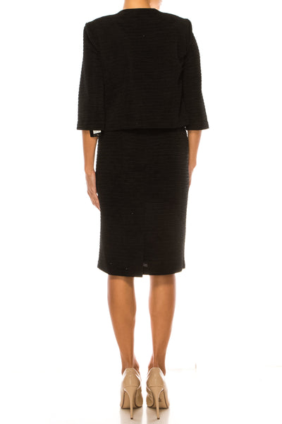 Brianna Milay 4130 Pearl Accent Colorblock Sheath Dress with Cropped Jacket