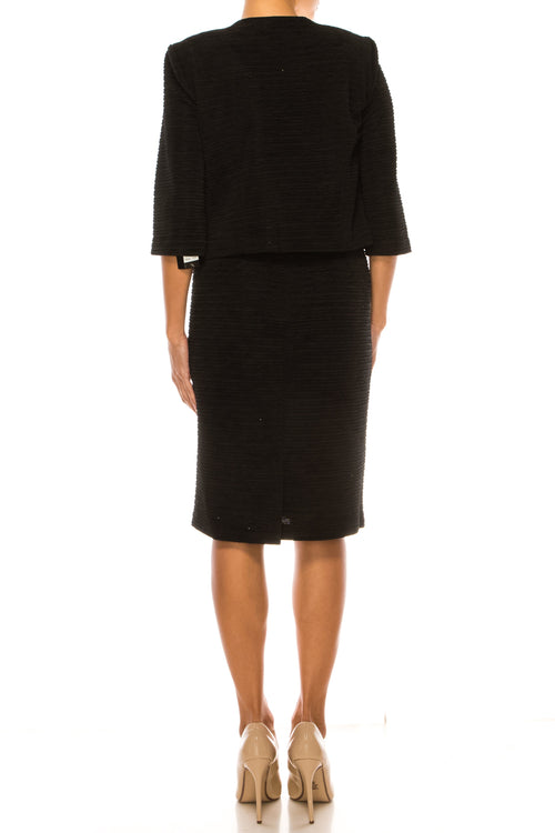 Brianna Milay 4130 Pearl Accent Colorblock Sheath Dress with Cropped Jacket