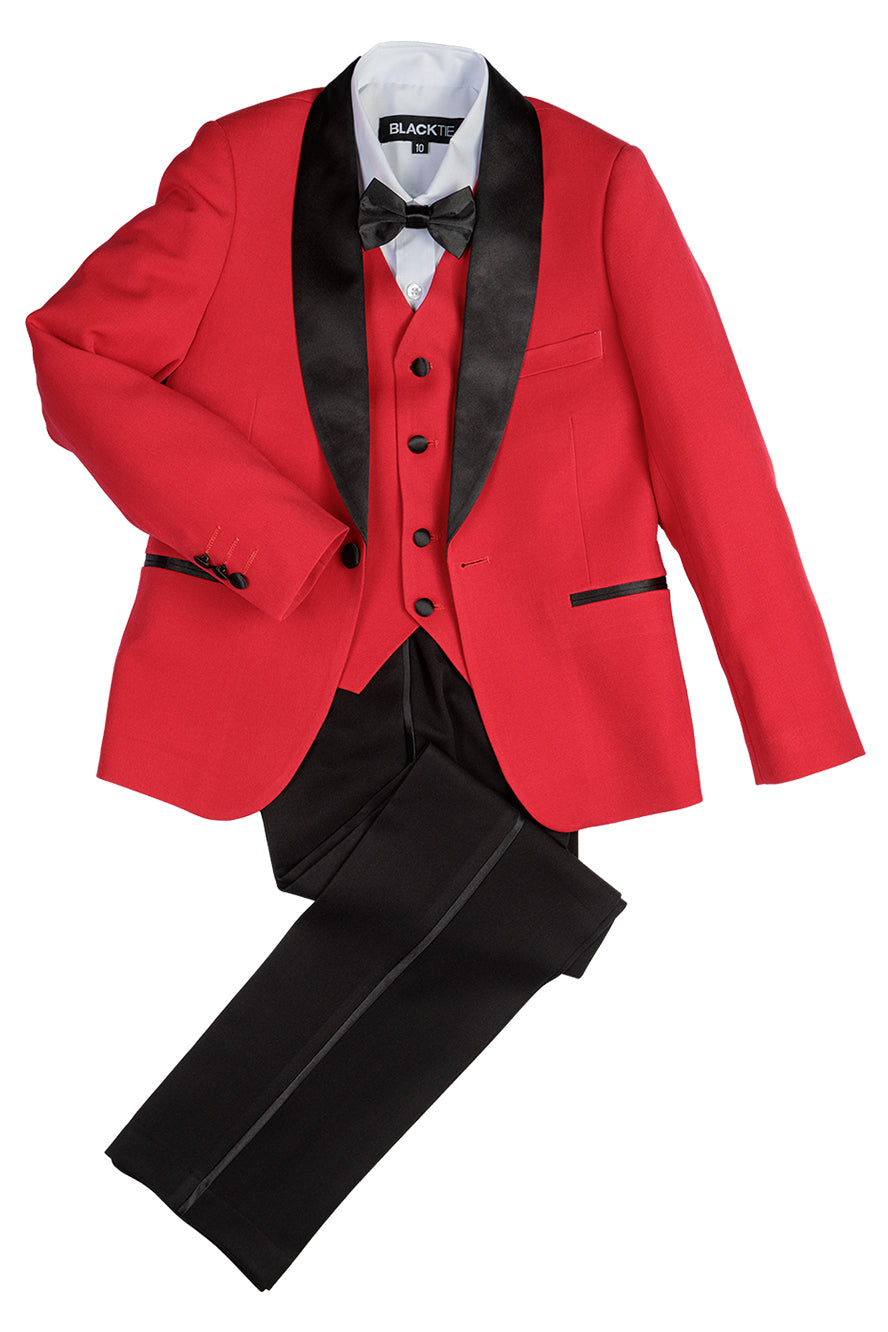 "London" 5-Piece Kids Red Tuxedo Set