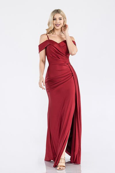 Formal Dress Off The Shoulder Pleated Ruched Prom Gown By Lenovia 5320-New Collection