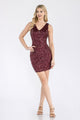 Vestido de cóctel con escote en V y lentejuelas de sirena para regreso a casa de Lenovia 5321