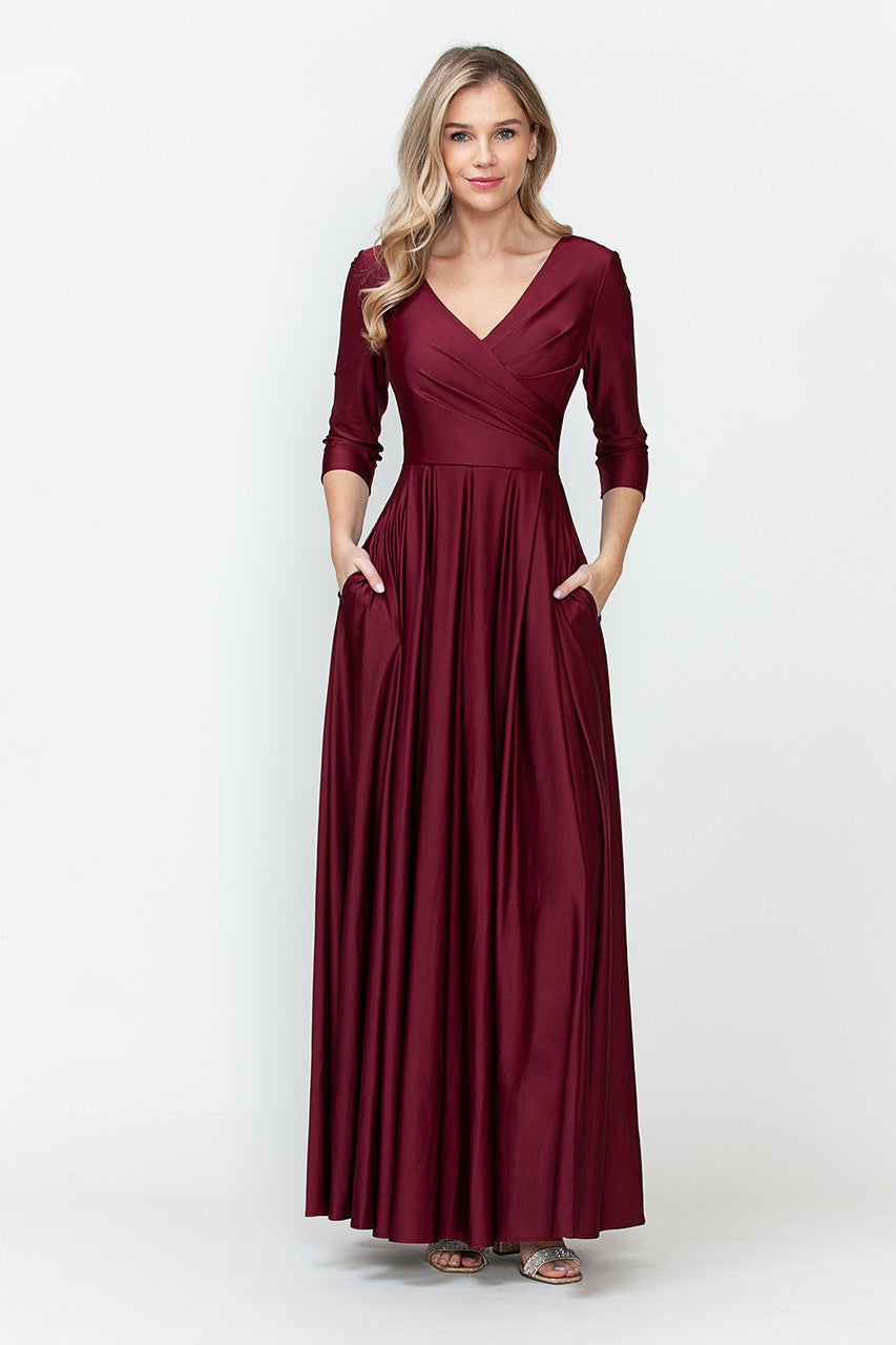 Vestido de madre de la novia con mangas 3/4 y corte A de Lenovia 5243