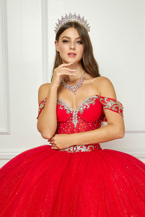 Off Shoulder Long Sleeve Ball Gown by Bella Princess PQ1065