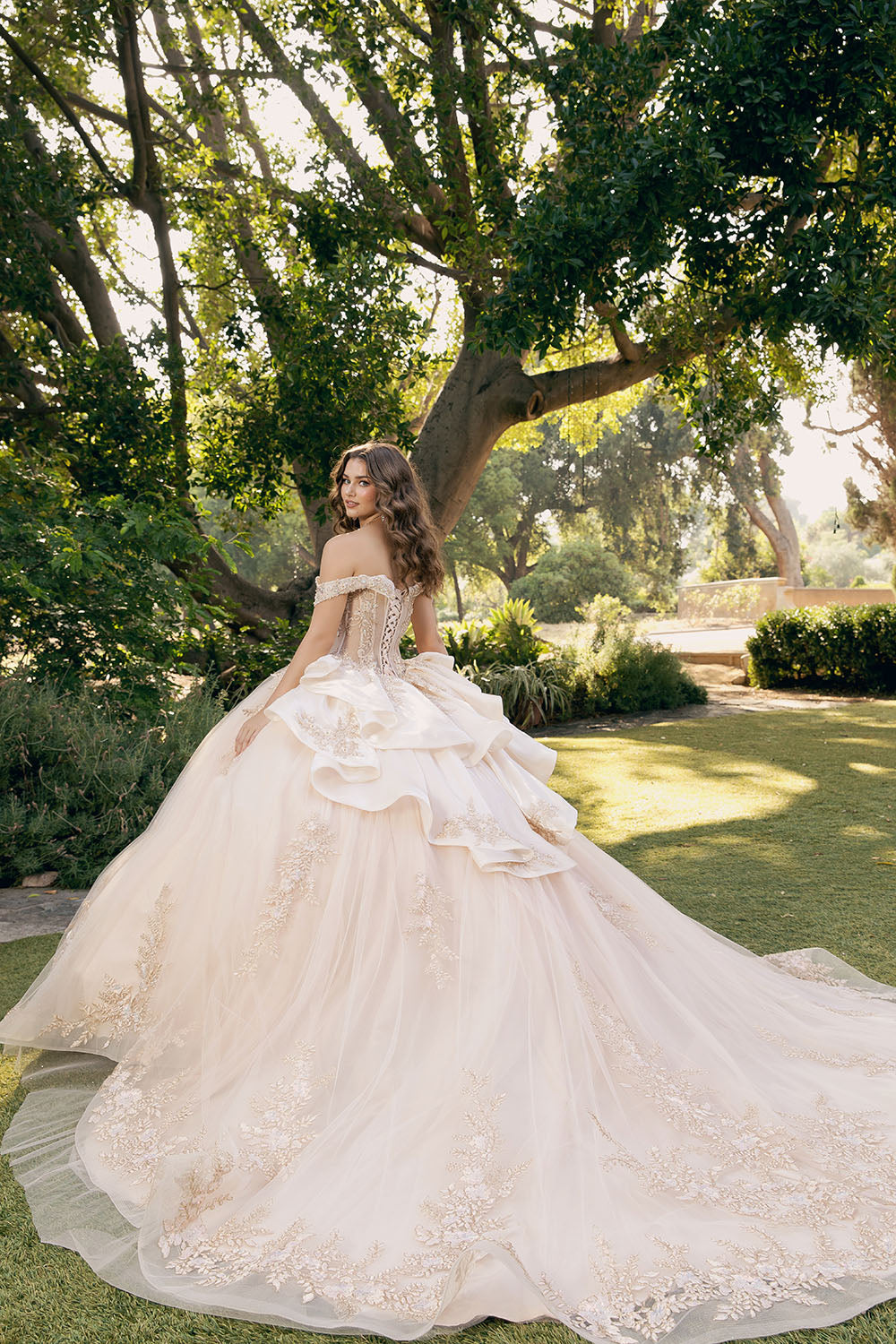 Applique Off Shoulder Ball Gown by Bella Princess PQ1082