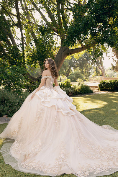 Applique Off Shoulder Ball Gown by Bella Princess PQ1082