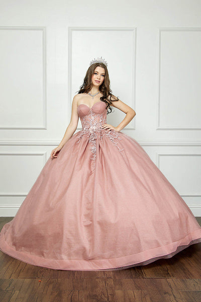 Strapless Puff Sleeve Ball Gown by Bella Princess PQ1046