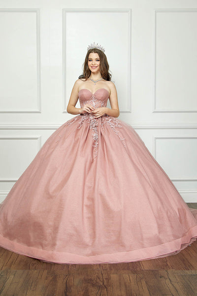 Strapless Puff Sleeve Ball Gown by Bella Princess PQ1046