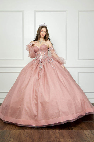 Strapless Puff Sleeve Ball Gown by Bella Princess PQ1046