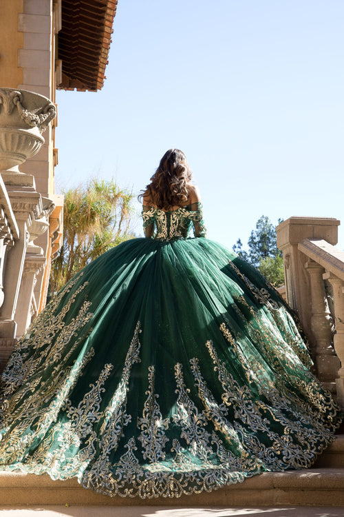 Off Shoulder Long Sleeve Ball Gown by Bella Princess PQ1065