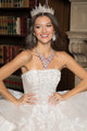 Strapless Puff Sleeve Ball Gown by Bella Princess PQ1071