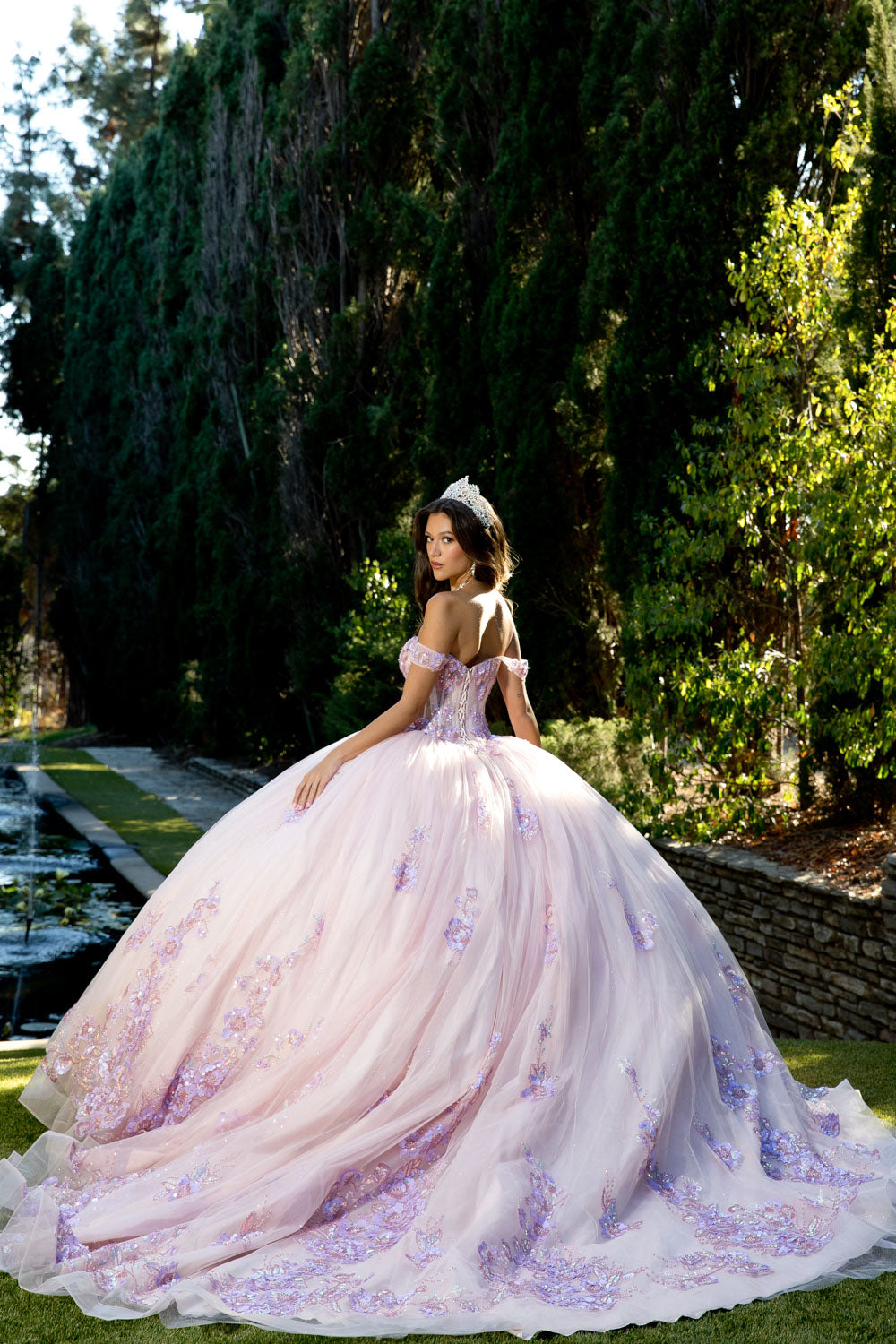 Floral Off Shoulder Ball Gown by Bella Princess PQ1073