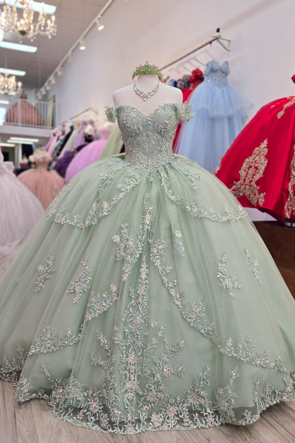 Off Shoulder Corset Ball Gown by Bella Princess PQ1060