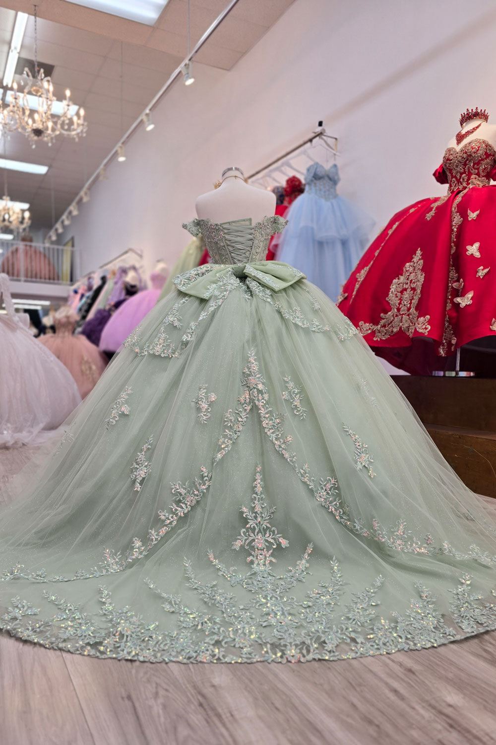 Off Shoulder Corset Ball Gown by Bella Princess PQ1060