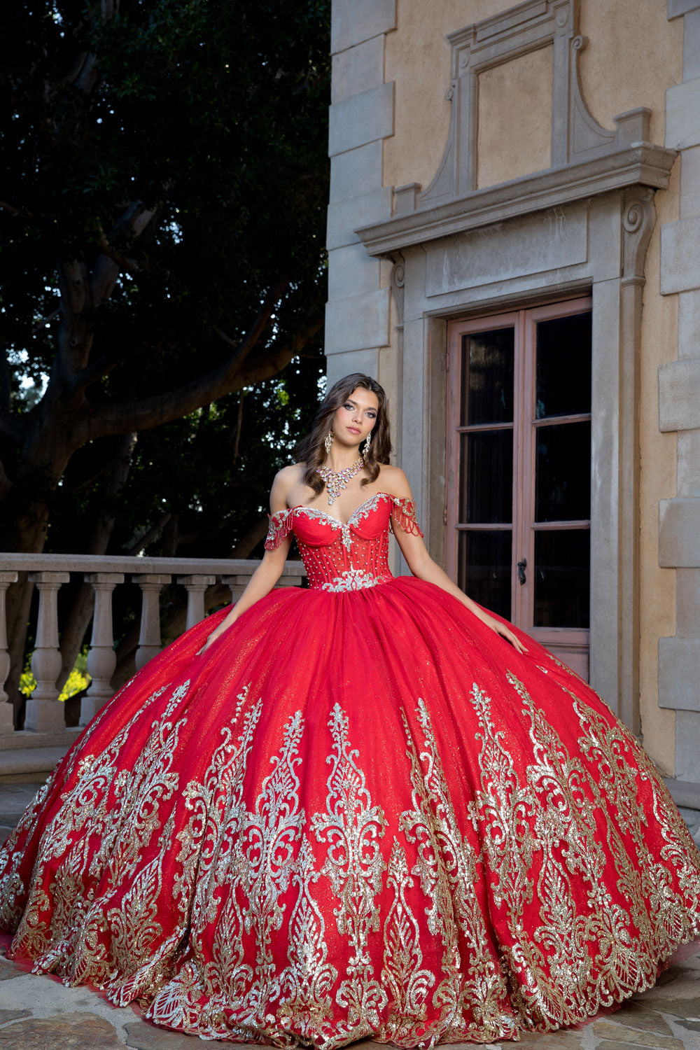 Off Shoulder Long Sleeve Ball Gown by Bella Princess PQ1065