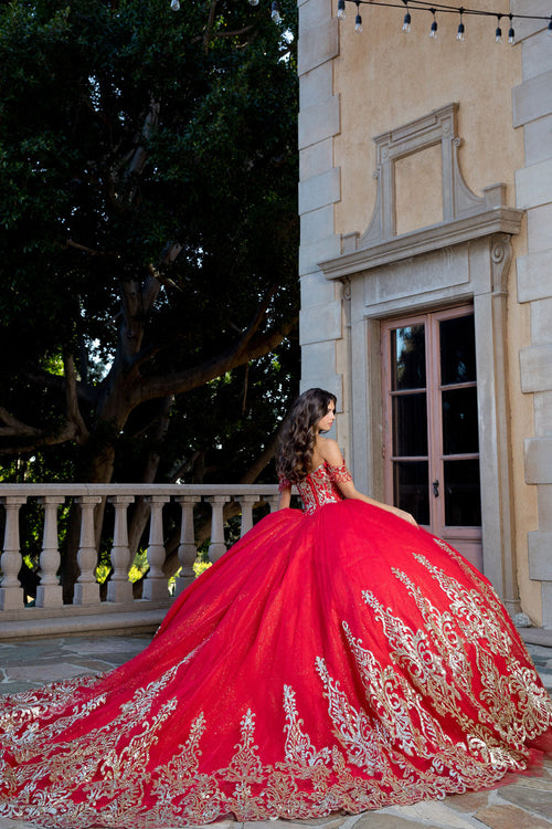 Off Shoulder Long Sleeve Ball Gown by Bella Princess PQ1065