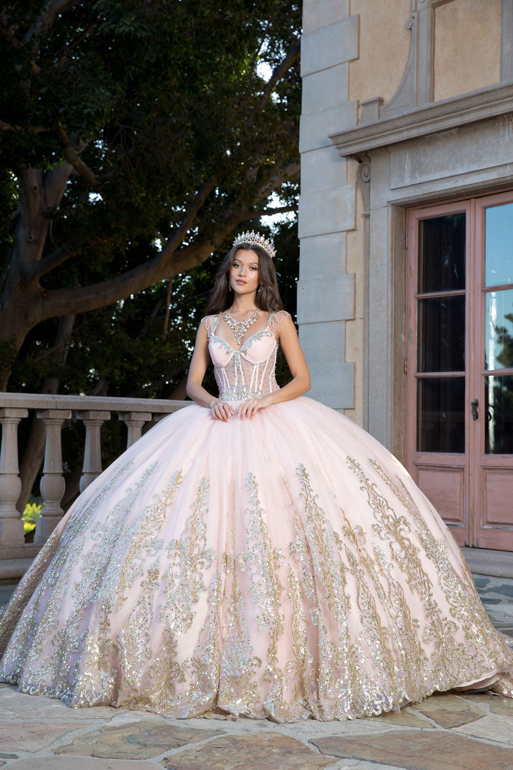 Off Shoulder Long Sleeve Ball Gown by Bella Princess PQ1065