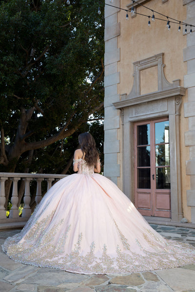 Off Shoulder Long Sleeve Ball Gown by Bella Princess PQ1065