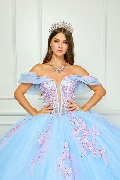 Two Tone Off Shoulder Ball Gown by Bella Princess PQ1067