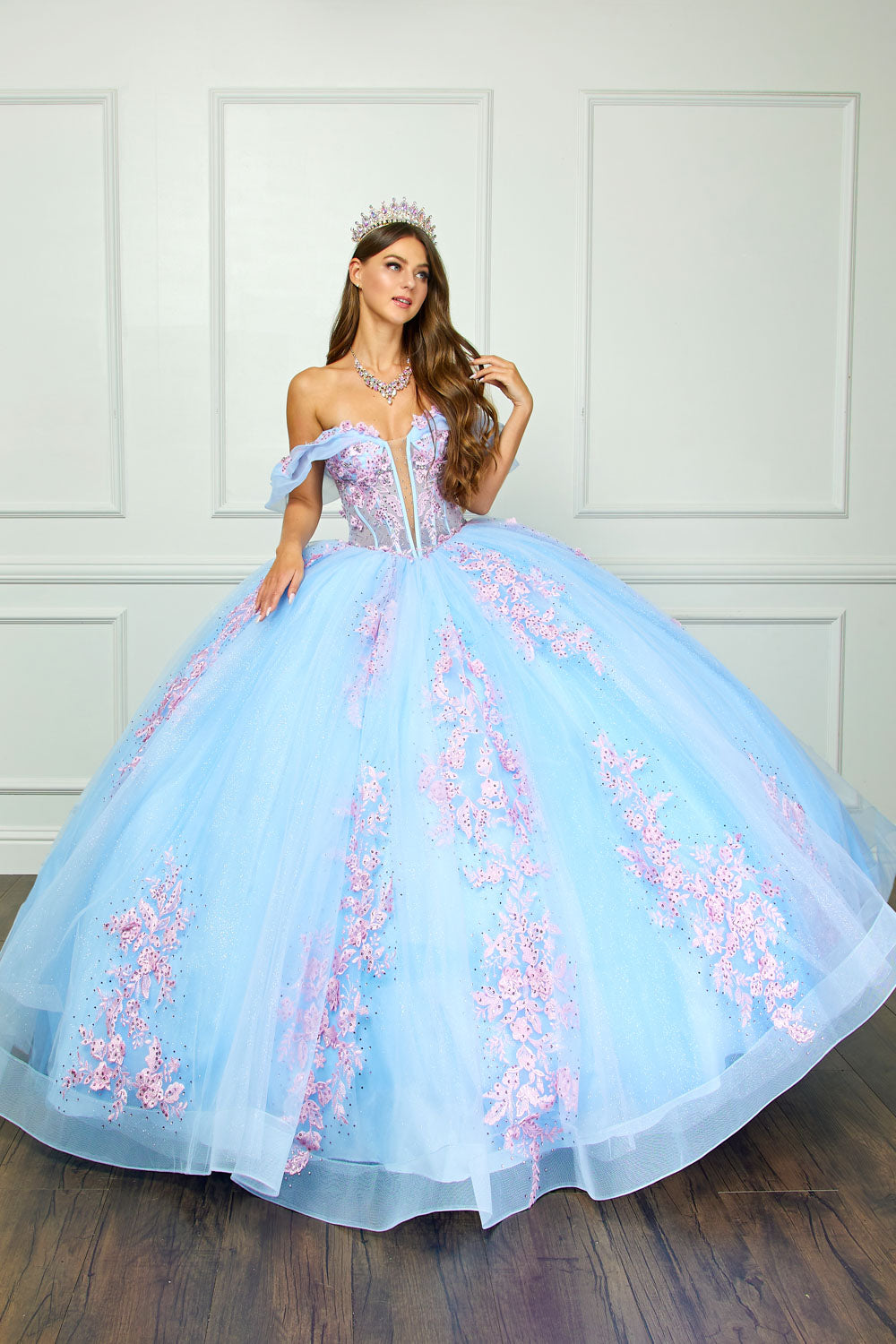 Two Tone Off Shoulder Ball Gown by Bella Princess PQ1067