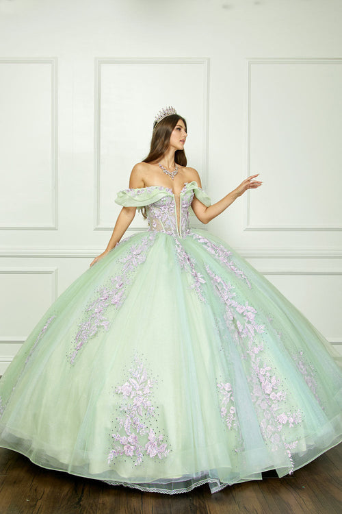 Two Tone Off Shoulder Ball Gown by Bella Princess PQ1067