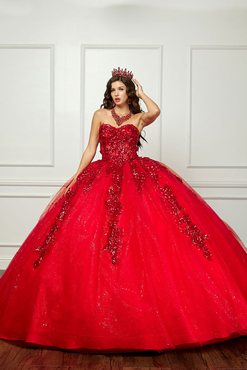 Applique Corset Ball Gown by Bella Princess PQ1070