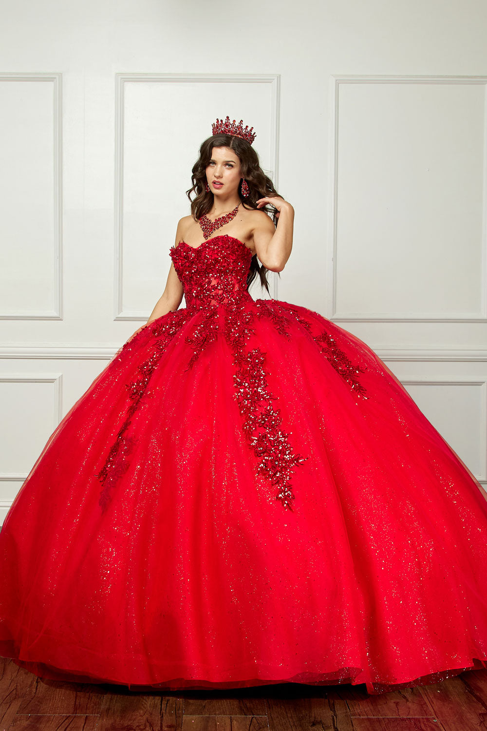 Applique Corset Ball Gown by Bella Princess PQ1070