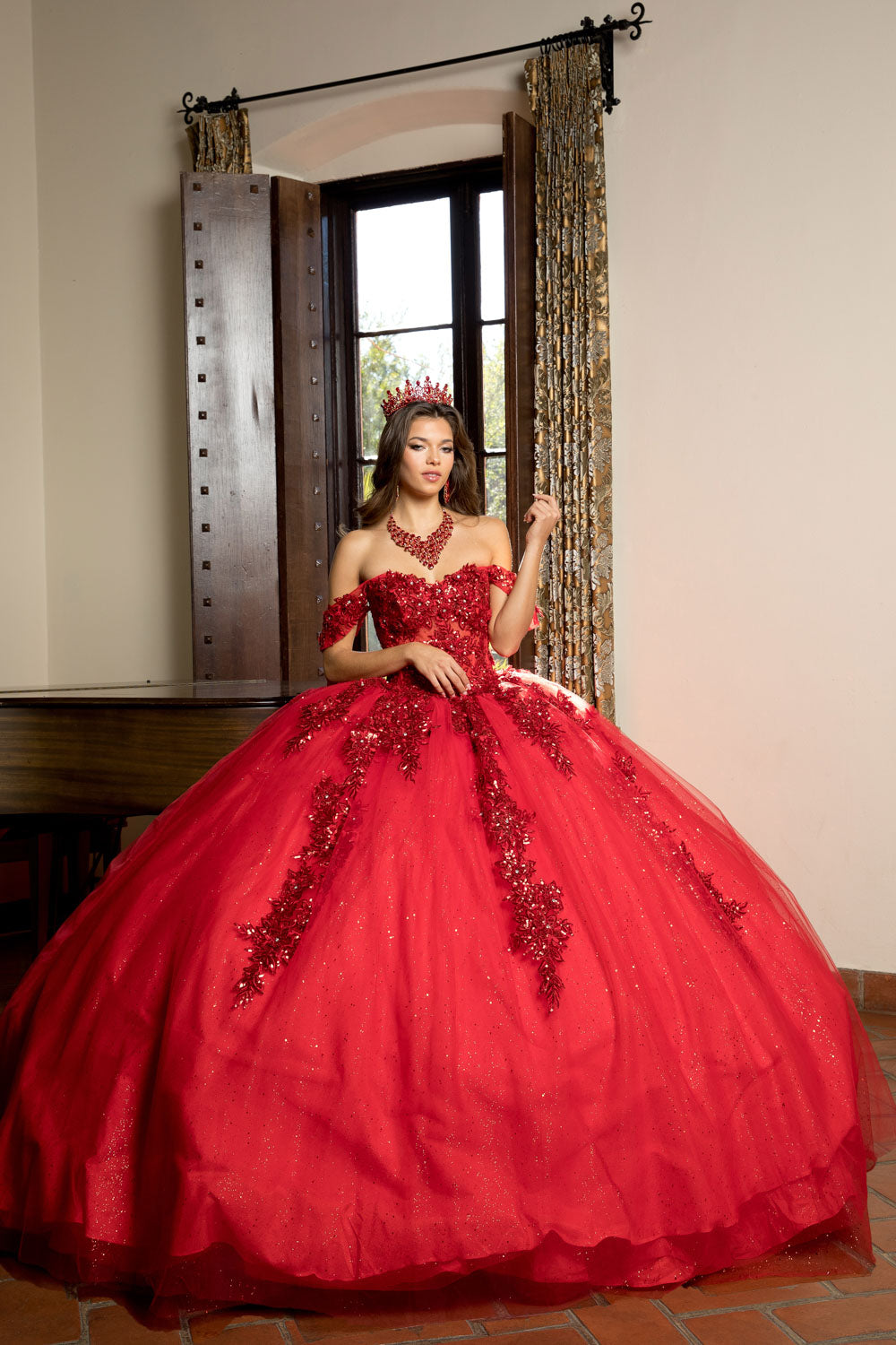 Applique Corset Ball Gown by Bella Princess PQ1070