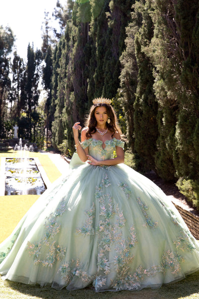 3D Floral Off Shoulder Ball Gown by Bella Princess PQ1081