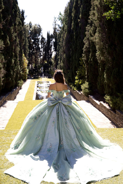 3D Floral Off Shoulder Ball Gown by Bella Princess PQ1081