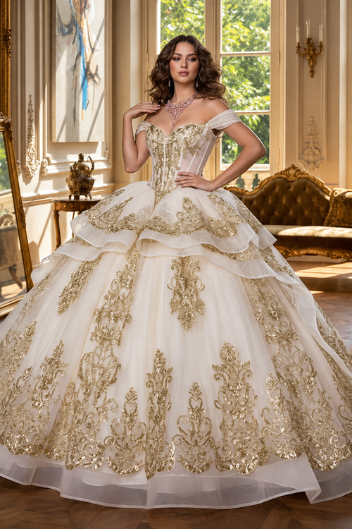 Off Shoulder Corset Ball Gown by Bella Princess PQ1074