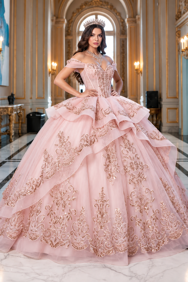 Off Shoulder Corset Ball Gown by Bella Princess PQ1074