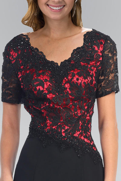 Lace Bodice Short Sleeve Mother of the Bride Dress Long Formal Evening Gown by Elizabeth K GL2000
