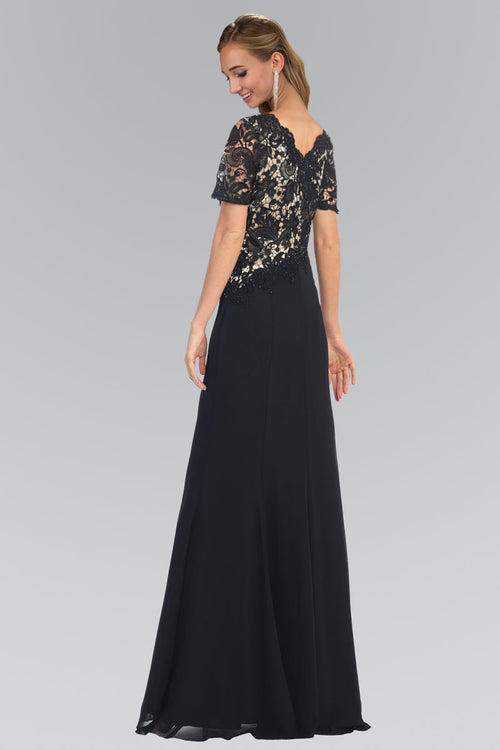 Lace Bodice Short Sleeve Mother of the Bride Dress Long Formal Evening Gown by Elizabeth K GL2000