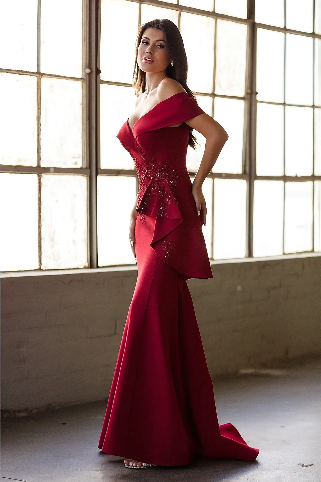 Terani Couture 1911m9339 Off-shoulder Floor-length Evening Gown