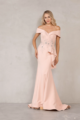 Terani Couture 1911M9339 Prom Red Carpet Off-Shoulder Mermaid Long Stretch Crepe Dress