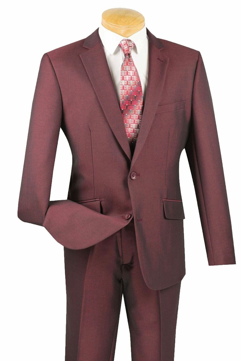 Traje de viaje ajustado y texturizado para hombre en color burdeos