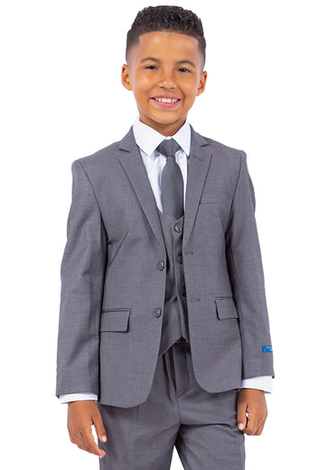 Boys Suit Perry Ellis Vested Boy's Wedding Suit in Medium Grey