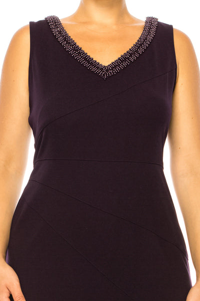 Brianna Milay 28258 Beaded V-Neck Sheath Dress with Lace Duster Jacket