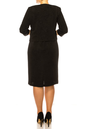 Brianna Milay 28812 Scoop Neck Sequin Trim Sheath Dress with 3/4 Sleeve Jacket