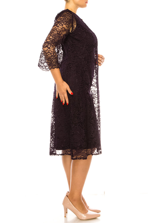 Brianna Milay 28907 Rhinestone Keyhole Sheath Dress with Lace Duster Jacket